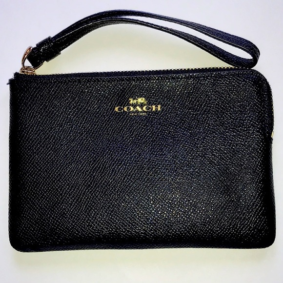 Coach corner zip leather wristlet - Picture 1 of 8